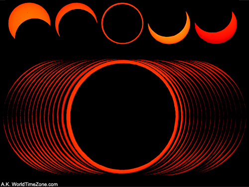 phases of the Annular Eclipse and formation of Baily's beads during the Annular Solar Eclipse of October 14, 2023, from Araruna, Brazil composite photo taken by Alexander Krivenyshev in Araruna, Brazil WorldTimeZone