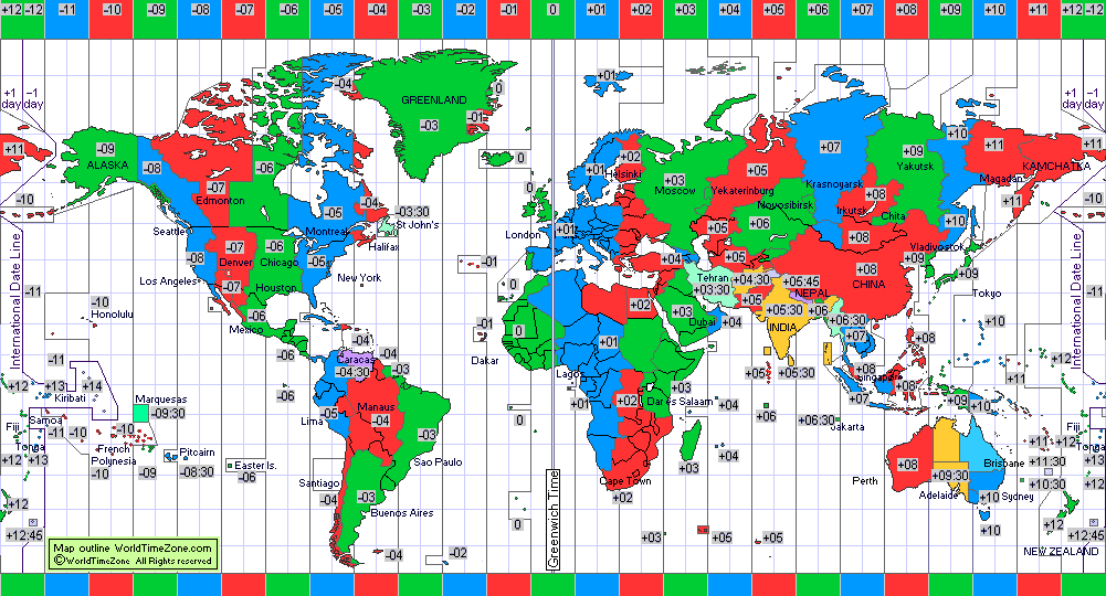 Standard Time Zone Chart Of World 2010 03 28 