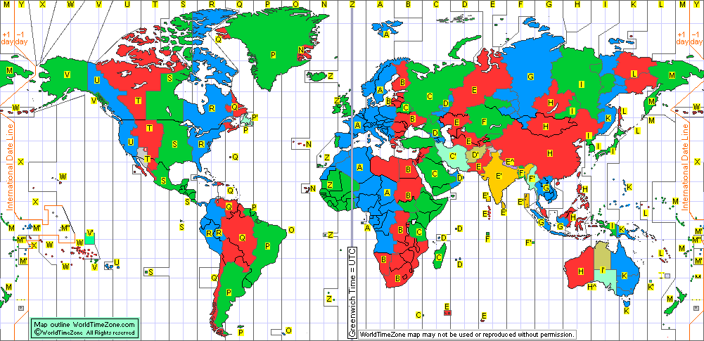 Military time zone chart