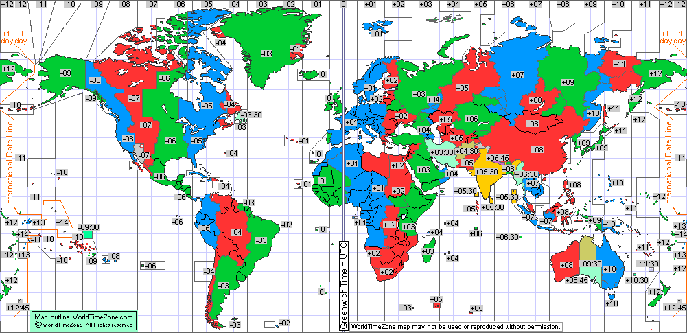 Standard time zone of World from World