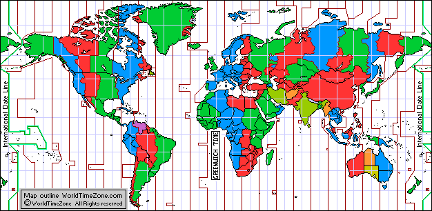 map of world time zones