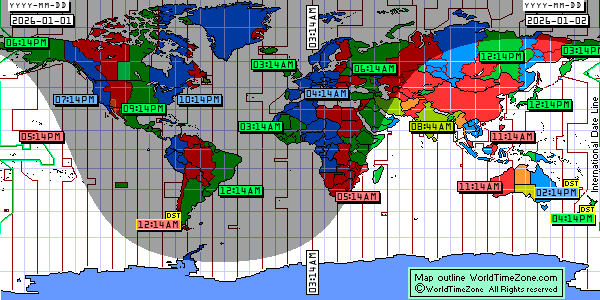 Day Night map Earth and local time around the world from WorldTimeZone