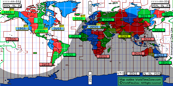 Day Night map Earth and local time around the world from WorldTimeZone